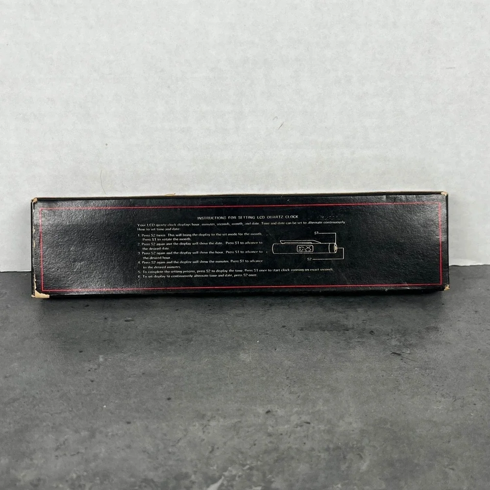 Vintage Bank of Lansing Quartz Time Pen LCD Digital Clock Silver Tone Promo Box
